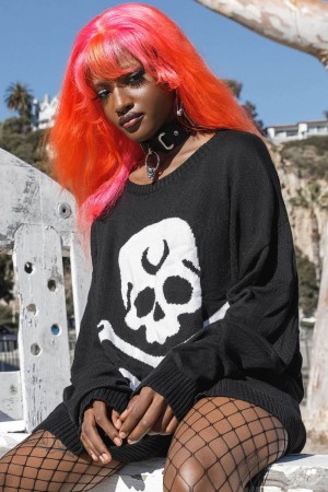 Killstar 2 The Bone Knit Sueter Negros | 48571-SOQJ