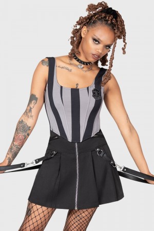 Killstar Abhor Corset Top Grises | 12586-NRMH