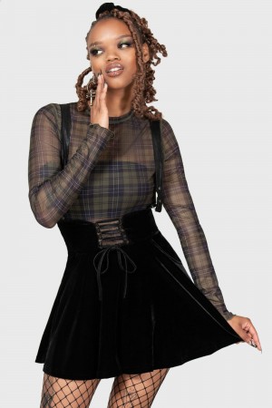 Killstar Aboloft Suspender Skirt Negros | 21748-UNBR