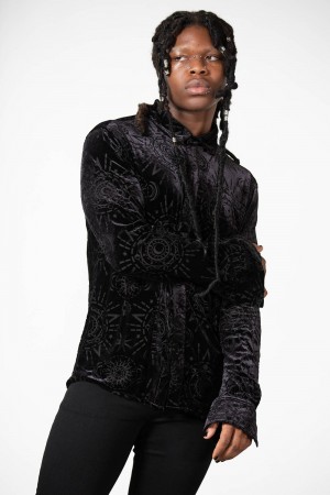 Killstar Alchemight Burnout Button-Up Shirt Negros | 98251-GBHT