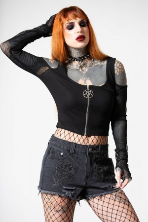 Killstar Alchemille Denim Shorts Negros | 59310-ZLTC