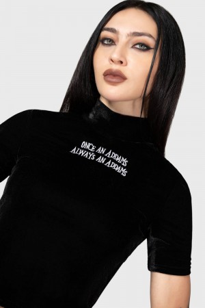 Killstar Allergic To Colour Velvet Top Negros | 73015-ZYBR