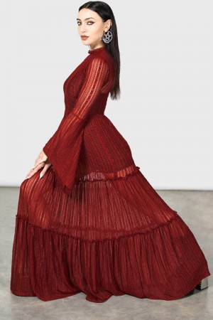 Killstar Amanita's Sorrow Maxi Vestido [RED] Rojos | 62408-YWXZ