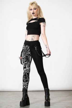 Killstar Amnesia Leggings Negros | 94052-PCAD