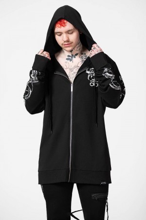 Killstar Anders Zip-Up Hoodie Negros | 70918-HQNK