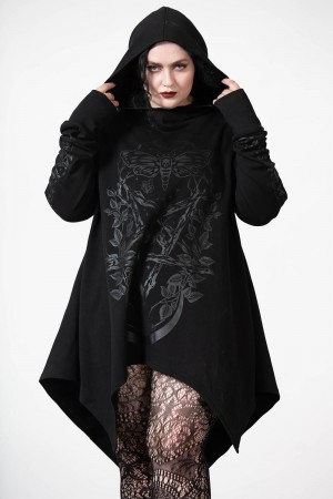 Killstar Apollo Longline Hoodie Negros | 21968-NGJX