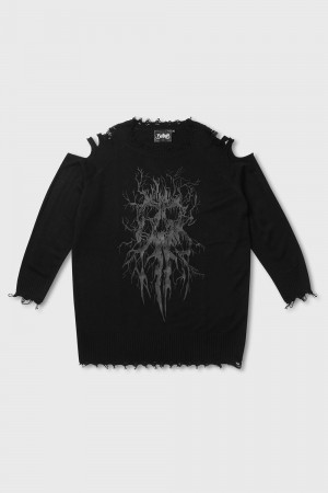 Killstar Apparitions Knit Sueter Negros | 08293-VZBL