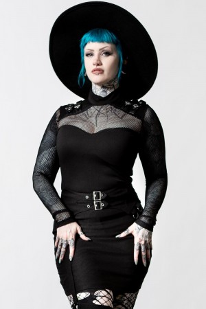 Killstar Arch Enemies Fishnet Top Negros | 01972-FIPJ