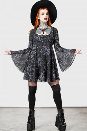Killstar Astral Willow Vestido Negros | 46930-TMWG