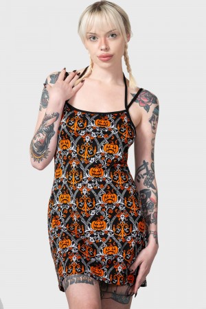 Killstar Autumn Slumber Slip Vestido Negros | 35821-AIUW