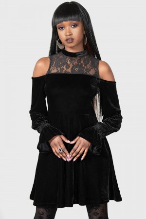 Killstar Baby Angeles Skater Vestido Negros | 62514-ZBNR
