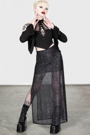 Killstar Baphy Maxi Skirt Negros | 57469-EBUN
