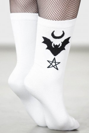 Killstar Bat Magic Socks [WHITE] Blancos | 16903-UEGF