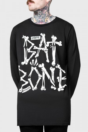 Killstar Batbone Long Sleeve Top Negros | 69473-YSTC