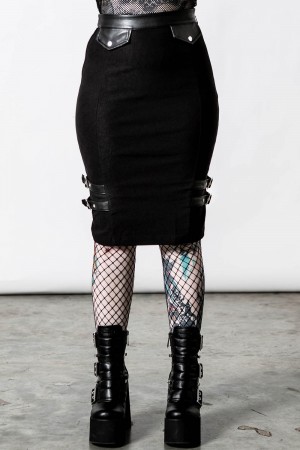 Killstar Bayonet Pencil Skirt Negros | 07458-LTMG