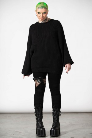 Killstar Belinda II Knit Sueter Negros | 63210-NOVB