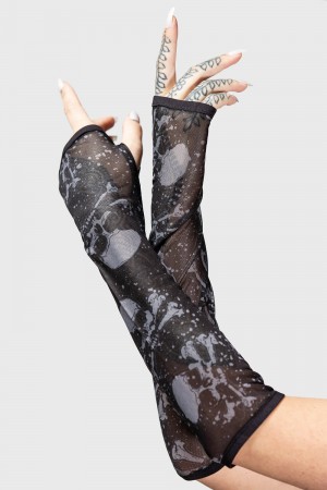 Killstar Big Top Fingerless Gloves Negros | 21578-GIBC