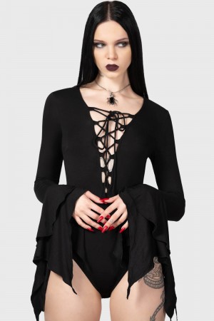 Killstar Black Roses Bodysuit Negros | 39865-TGOM