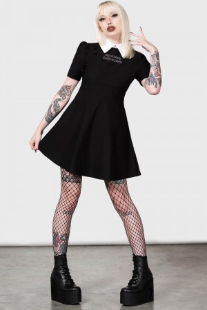 Killstar Blackest Heart Skater Vestido Negros | 19073-HSBA
