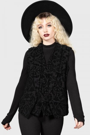Killstar Bleak Heart Waistcoat Negros | 54789-EJBP