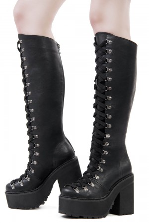 Killstar Bloodletting Knee-High Boots Negros | 51038-QAHO