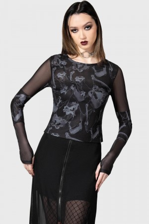 Killstar Bright Light Long Sleeve Top Negros | 68320-DKWG