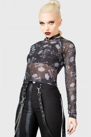 Killstar Carousel Long Sleeve Top Negros | 87024-OXBU