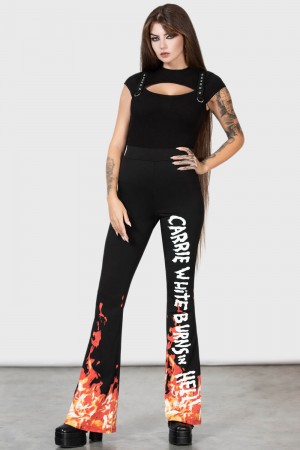 Killstar Carrie Bootcut Trousers Negros | 41386-LSOQ