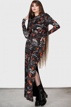 Killstar Carrie Maxi Vestido Negros | 83504-BJFA