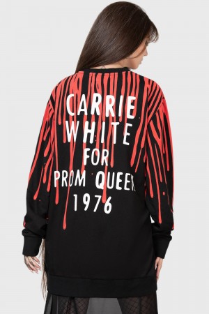 Killstar Carrie Sweatshirt Negros Rojos | 26174-OLBM