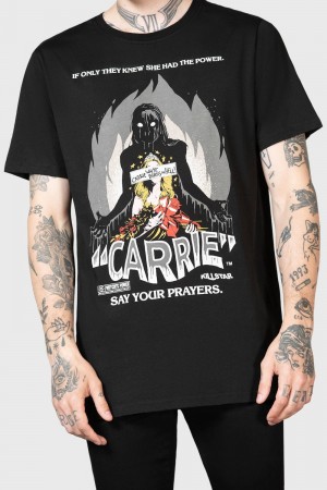 Killstar Carrie White T-Shirt Negros Blancos | 07352-EUPQ
