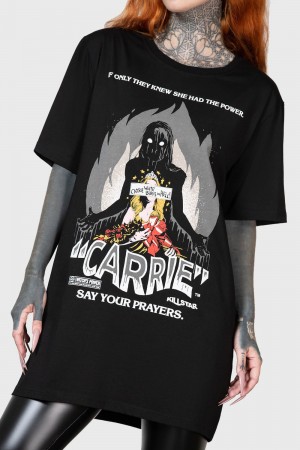 Killstar Carrie White T-Shirt Negros | 68391-KXAO