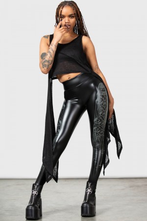 Killstar Catacomb and Crosses Leggings Negros | 75910-LHYO