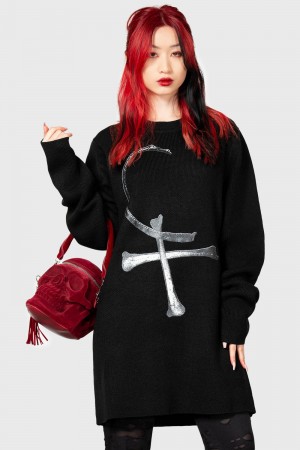Killstar Catacombs Harvest Sueter Negros | 70652-VKMX