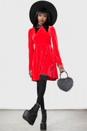 Killstar Cathedral II Skater Vestido [RED] Rojos | 67312-IODJ