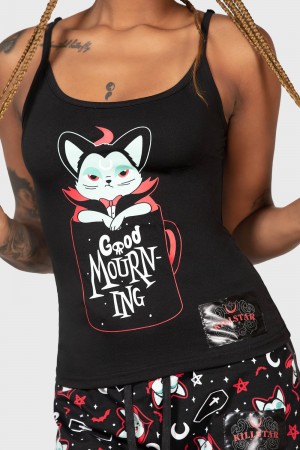 Killstar Catnap Cami Top Negros | 20794-HJGF