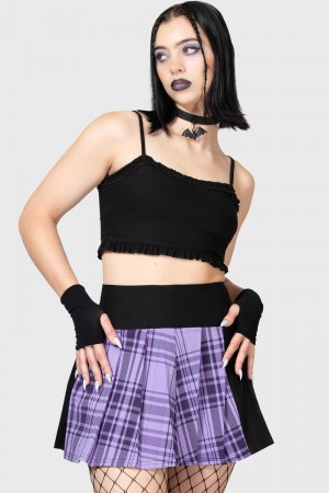 Killstar Cattie Plisado Skirt Morados | 74018-YQLK