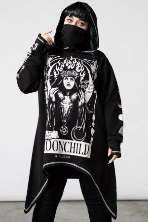 Killstar Companion Oversized Hoodie Negros | 08915-HPKJ