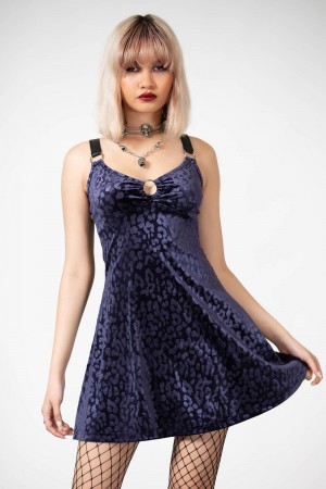 Killstar Cool Cat Vestido [PLUM] Morados | 68934-XKCP