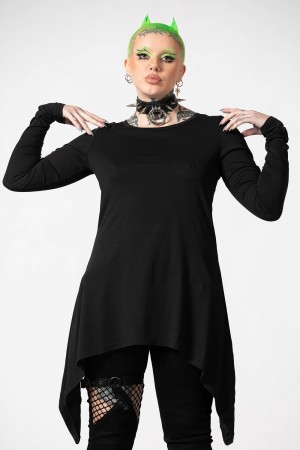 Killstar Cora Long Sleeve Top Negros | 47280-IWLS