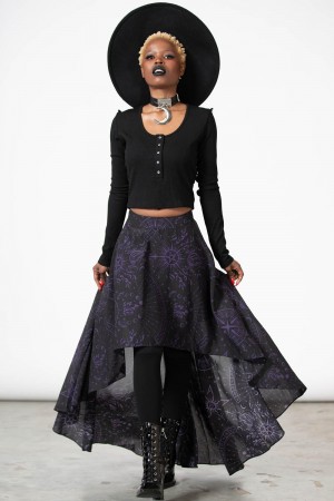 Killstar Corene Chiffon Maxi Skirt Negros | 25978-NOIR