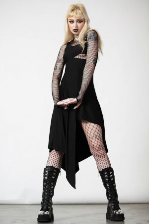 Killstar Corvia Asymmetric Vestido Negros | 92017-LIPQ