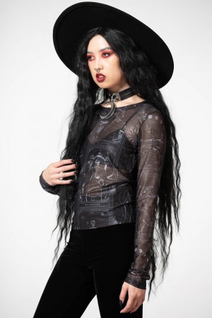 Killstar Cosmina Mesh Top Negros | 48126-DRXN