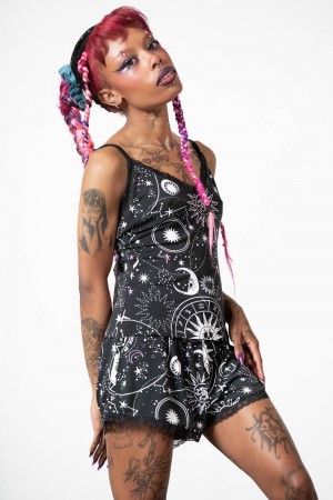 Killstar Cosmos Encaje Cami Negros | 92634-CRSI