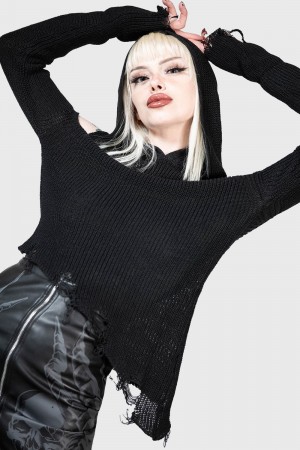 Killstar Crowned Misery Sueter Negros | 81670-JCRT