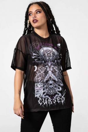 Killstar Cursed Mesh Boyfriend Top Negros | 98715-HDLW
