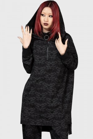 Killstar Cyborg Cell Oversized Hoodie Negros | 41952-SAIG