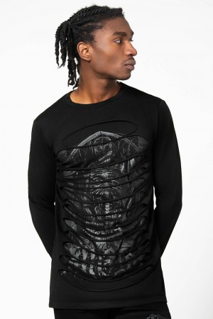 Killstar Cyrus Slashed Long Sleeve Top Negros | 31807-PCMN