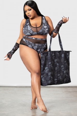 Killstar Dark And Doomed Beach Bag Negros | 05476-AOGX