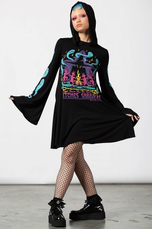 Killstar Dark Lady Encapuchado Vestido Negros | 81073-WEGZ
